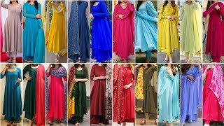 Simple or Stylish Plain Anarkali Suit Design Ideas for girls 2023 | Anarkali Style Suit Design screenshot 5