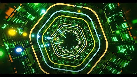 4K Abstract Hexagon Neon Tunnel - Green Yellow Color TV Screensaver Saver Background (no sound)