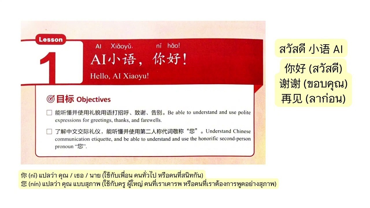 เรียนภาษาจีนพื้นฐาน HSK 1 บทที่ 1: การทักทาย (你好) | New HSK Course 1