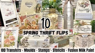10 Spring Thrift Flips using IOD Transfers, Moulds & Stamps | DIY Decor | Stencilling | Milk Paint