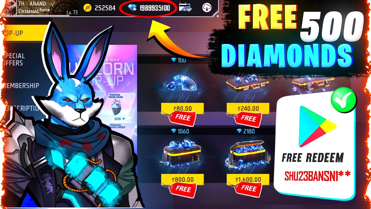 Free 500 Diamonds 💎 Redeem code 😱 || Free fire diamond app in tamil ...