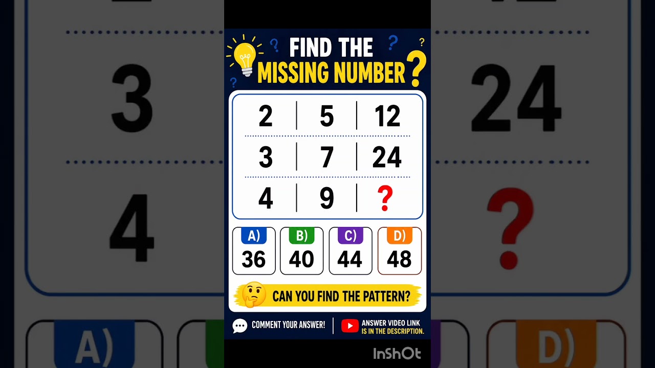 🧩 Only Geniuses Can Solve This Math Puzzle!🔢 Find the Missing Number in 10 Seconds!