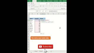 Lets learn about Rank function #shorts #excel #tips screenshot 2