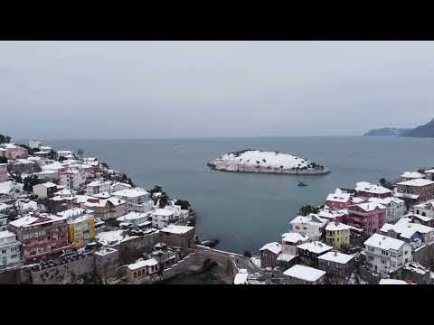 Amasra’da kar manzarası havadan görüntülendi