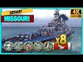 Battleship Missouri on map Estuary, 8 ships destroyed - World of Warships