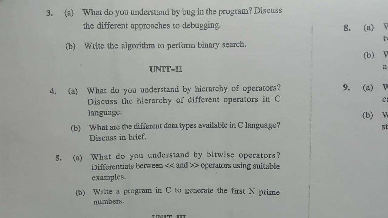 E) CSDE-12 (2018) PGDCA PREVIOUS YEAR QUESTIONS PAPER PROGRAMMING IN C ...