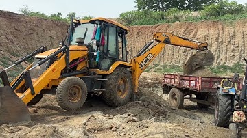 Jcb 3dx Backhoe Making mud Loading in Sonalika Tractor Video || Sonalika Tractor Loading Part-05