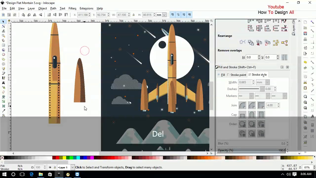 How To Design Flat Landscape #7 Tutorial Inkscape No Corel Draw Or ...