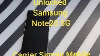 Internet Speed Test - Unlocked  Samsung  Note20 5G   Carrier Simple Mobile (Uses Tmobile towers)