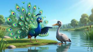 The Proud Peacock and the Humble Crane 🦚🦢 | 3D Animated Moral Stories for Kids in English