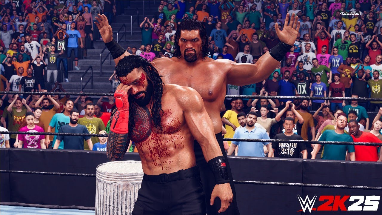 WWE 2k25 - Roman Reigns vs The Great Khali: Extreme Rules Match at Smackdown