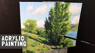 How to Paint Trees in Acrylics | Tips For Mixing Greens.