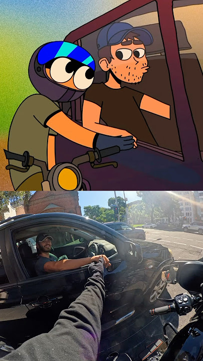 Vibe check passed. Animation vs the real thing! #harveyridesbikes #harvey #wholesome #vibes