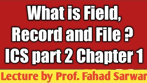 What is Field , Record and File | ICS part 2 chapter 1