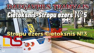 Daugavpils Daugavpils tramvajs Маршрут №5 №3 Обзор из салона Улица Смилшу после ремонта Новая ветка