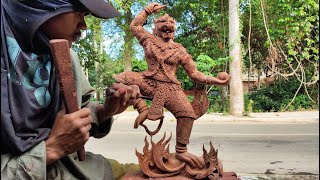 Wood carving-How to make King of Monkey Sculpture from a Pieces of Wood-Amazing wood carving skill