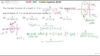 GATE 2007 ECE Dominant pole approximation of given tranfer function Net Worth