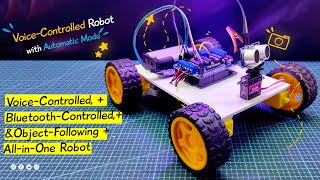 Arduino obstacle avoiding + Voice control + Bluetooth control Robot | DIY Arduino Robot | BlueBot