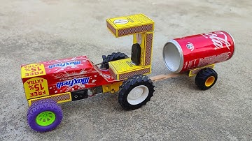 how to make toy tractor from matchbox - diy tractor trolley at home - science project - crafts