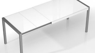 Mesa cocina moderna extensible Concept Cancio blanca, negra, porcelanico,  cristal