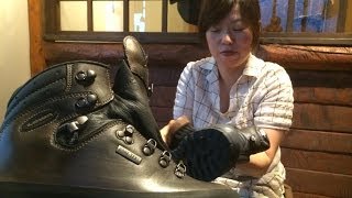 登山靴 手入れ 講習中 LOWA TAHOE PRO ヌバック レザー WAX仕上げ3回塗り加工
