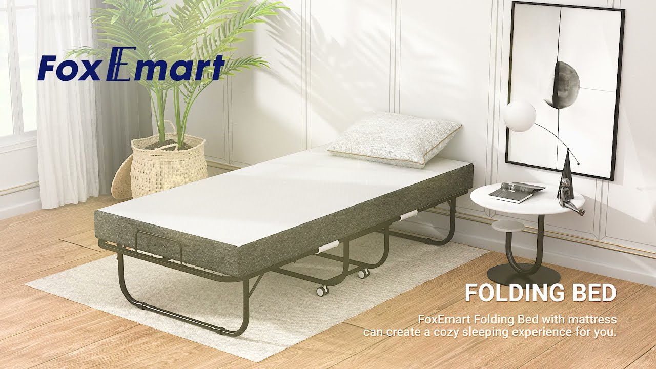 Foxemart Folding Bed with Luxurious Memory 5 Inch Foam Mattress and Super Sturdy Frame