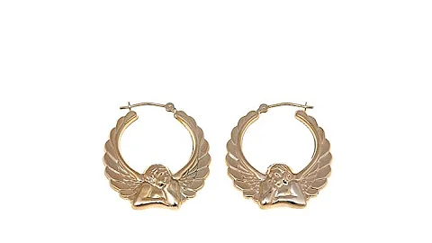 Michael Anthony 10K Gold Cherub Angel Hoop Earrings