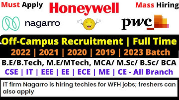 Nagarro | Honeywell & PwC Hiring in Bulk Off Campus Recruitment 2022 Any Graduates Branch Must Apply