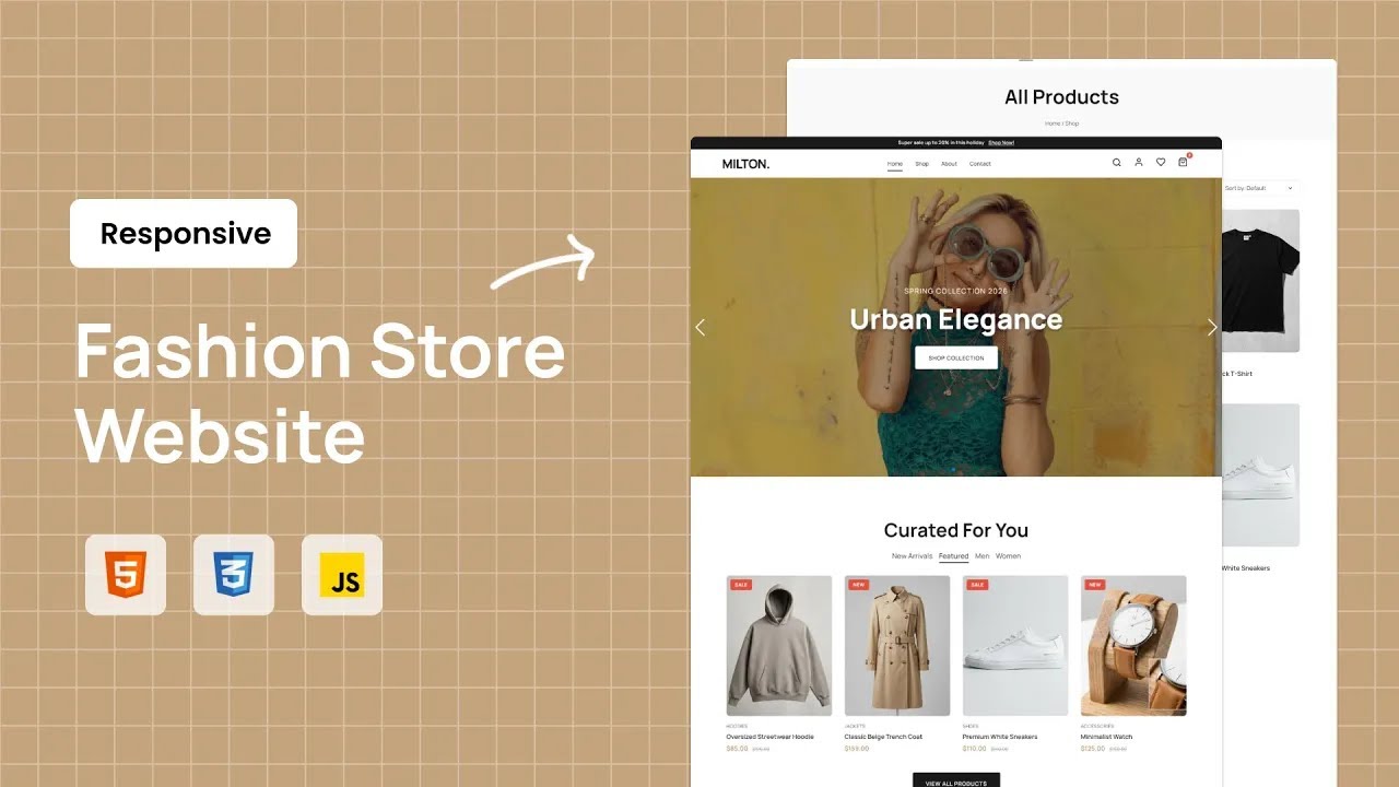 Responsive Fashion Store Website using  HTML, CSS and JavaScript | Ecommerce Website