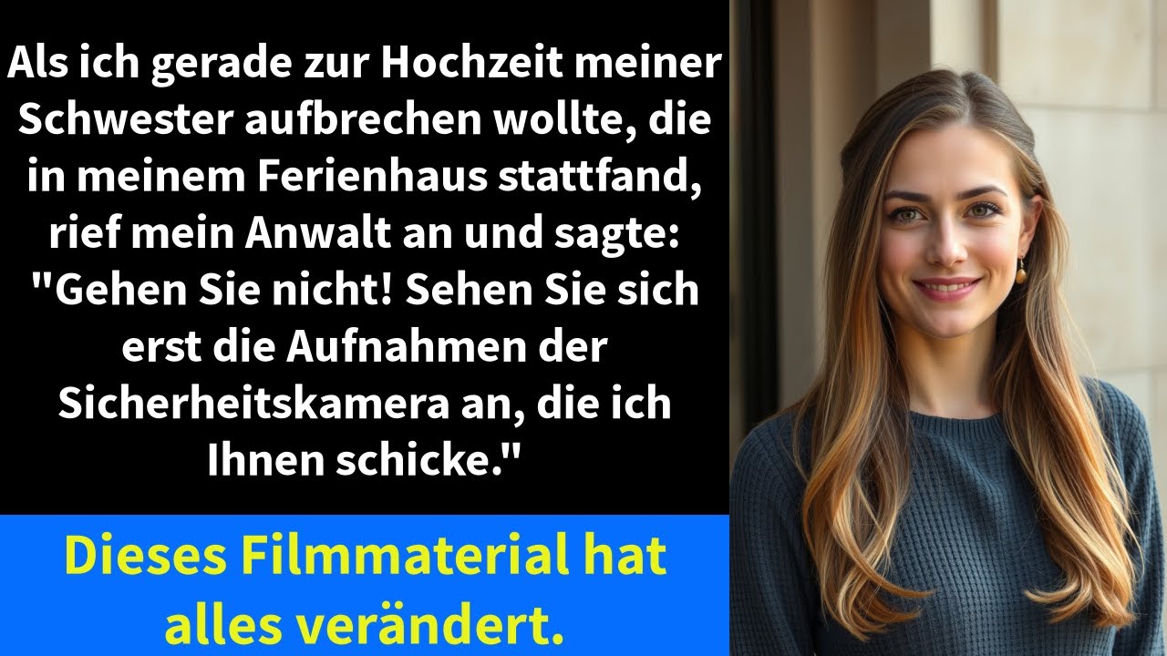 Als ich gerade zur Hochzeit meiner Schwester aufbrechen wollte, die in meinem Ferienhaus stattfand,