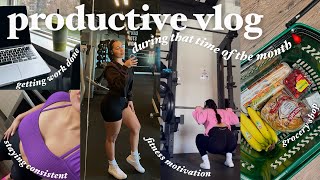 VLOG | Productive During That Time Of The Month, Self Care Motivation, Grocery Shop, Health Fitness