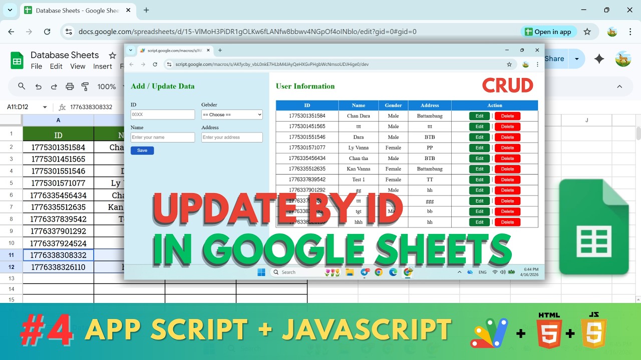 Update Data in Google Sheets | Apps Script Web App - YouTube