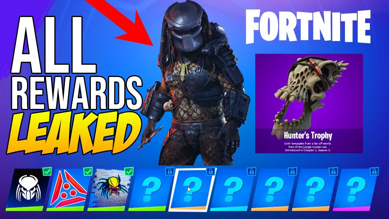 Fortnite ALL PREDATOR REWARDS LEAKED?! "BUILT IN EMOTES, UNMASKED