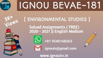 IGNOU BEVAE -181 Solved Assignment July 2020 [FREE] || IGNOU BAG || BEVAE -181 || IGNOU TV ||