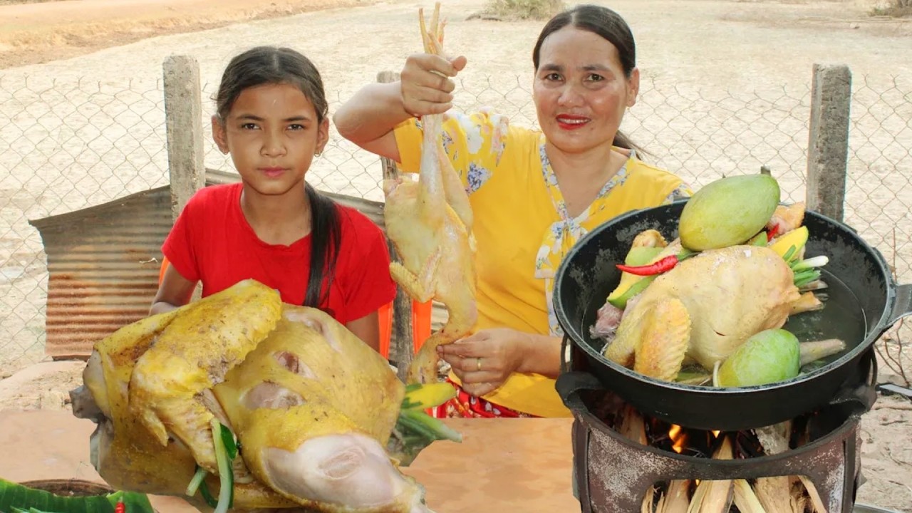 Rural Cooking Life: Cooking Steamed chicken with green mango recipe ...