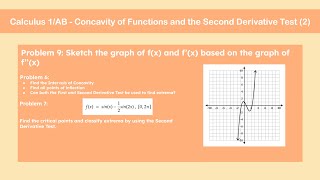 Calculus 1/AB - Concavity of Functions and the Second Derivative Test Questions