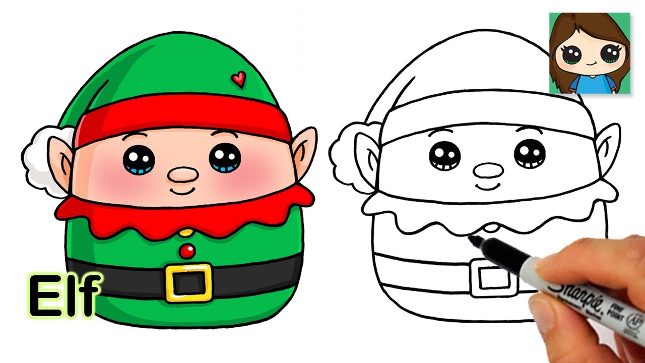 How to Draw a Christmas Elf Easy ❄️Holiday Squishmallows - YouTube