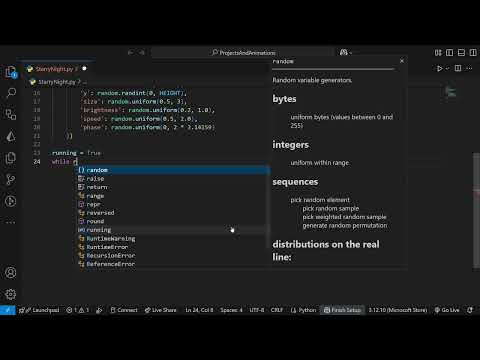 Python Pygame Starry Night Animation | Realistic Twinkling Stars