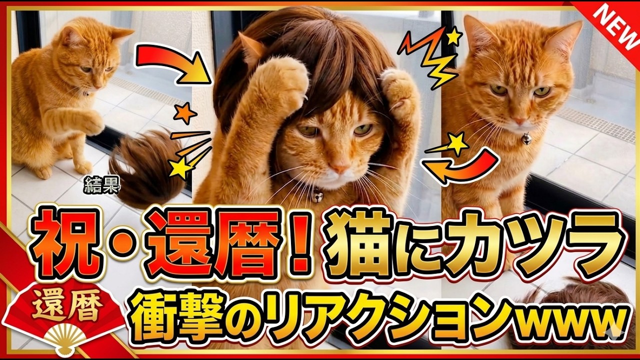 カツラを投げ捨てた！？還暦を迎えた愛猫のリアクションが冷ややかすぎた