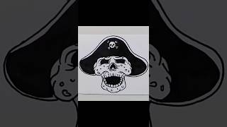 Drawing Graffiti pirate skull cocked hat #shorts