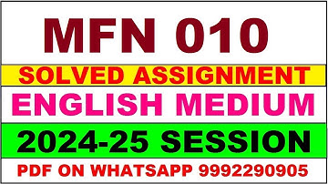 mfn 10 solved assignment 2024-25 | mfn 10 solved assignment in english 2025 | mfn 10 2024-25