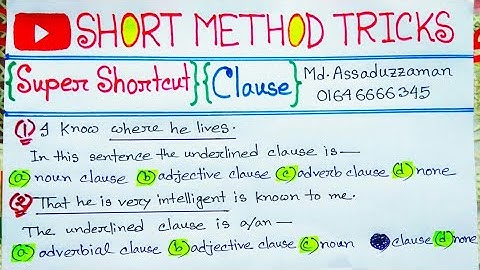 Clause চেনার সহজ উপায় /দারুন শর্টকাট টেকনিক /Assaduzzaman /Short Method Tricks