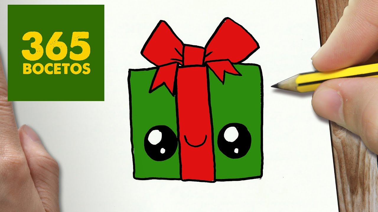 COMO DIBUJAR UN REGALO PARA NAVIDAD PASO A PASO: Dibujos kawaii navideños -  How to draw a gift - thptnganamst.edu.vn