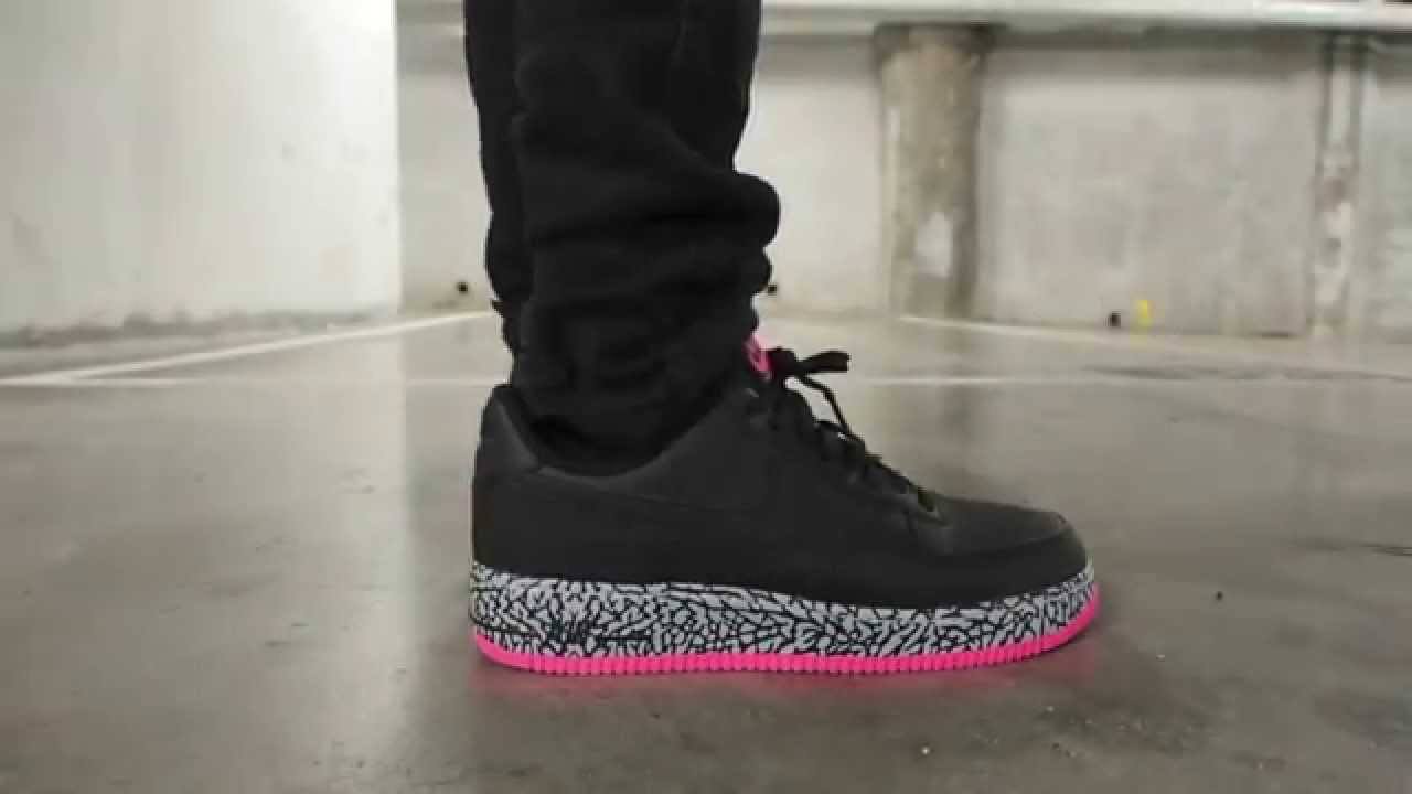 black and hot pink air force ones