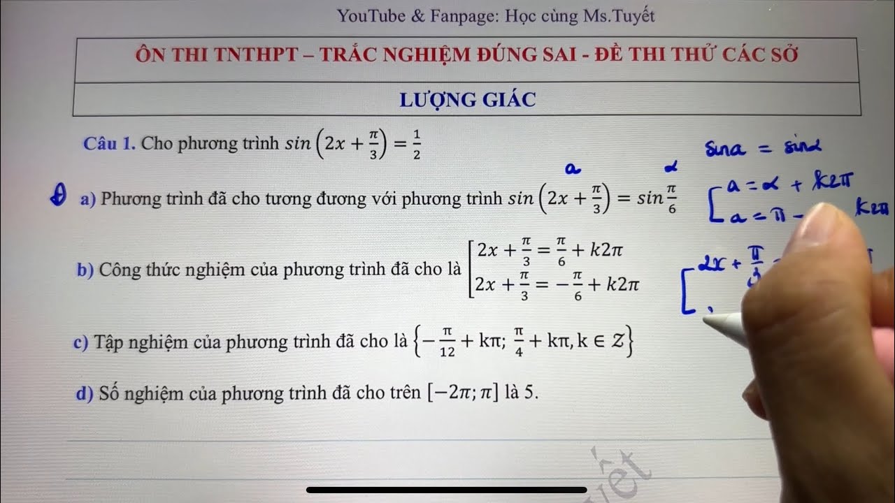Toán 12. Trắc nghiệm đúng sai - Lượng giác  - ôn thi TNTHPT
