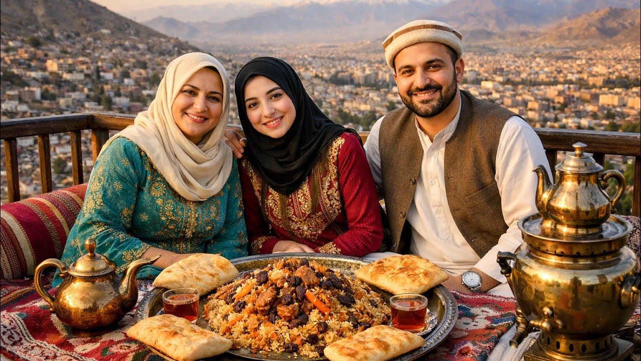 Cold Rain ASMR Outdoor Cooking Qabuli Palaw + Tandoor Bread + Charcoal Tea | Afghanistan Mountains