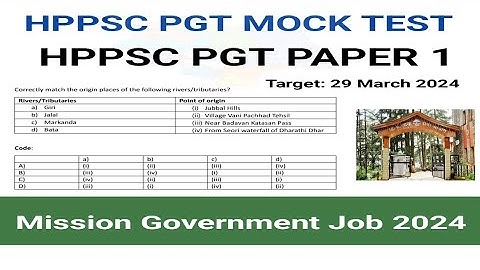 HPPSC PGT MOCK TEST Paper 1