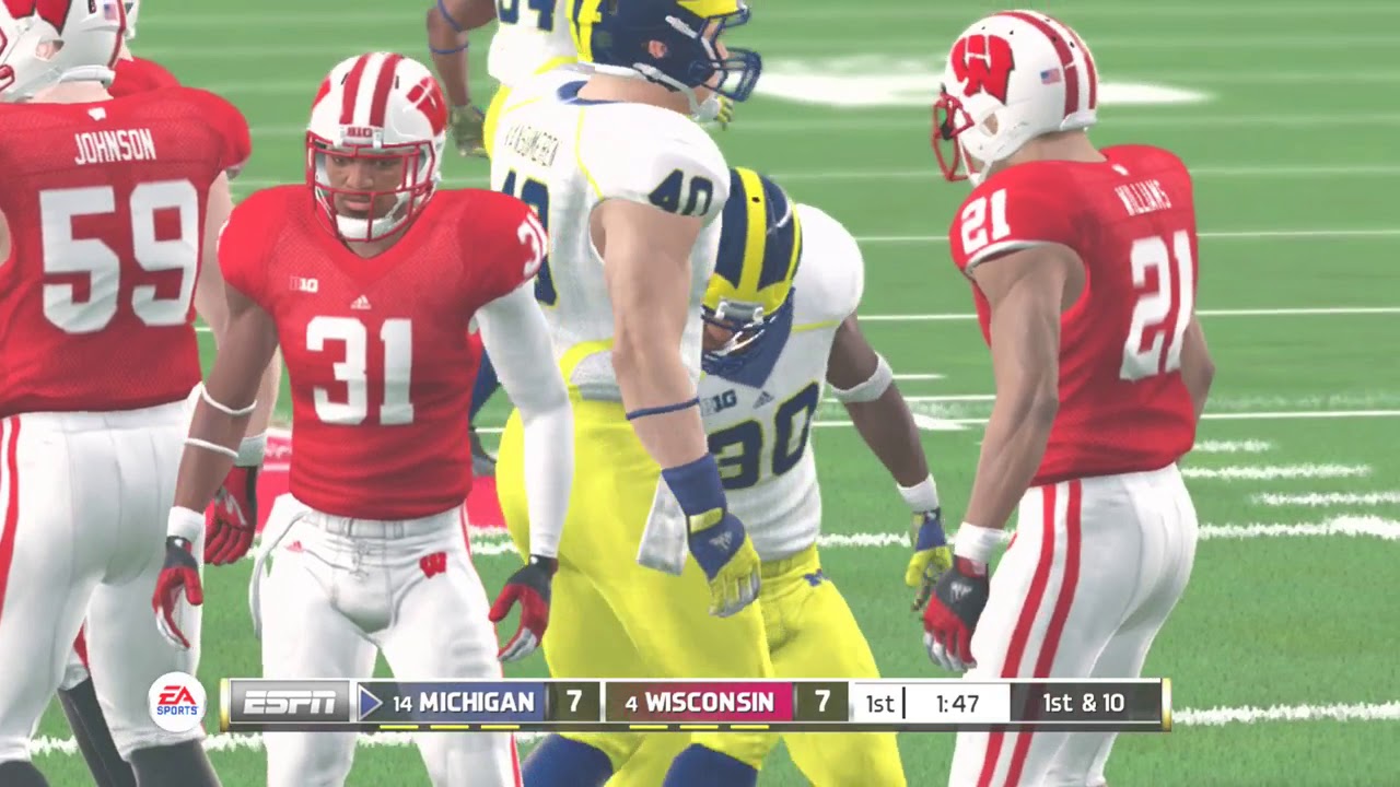 (Michigan vs Wisconsin )(NCAA 14 Roster Update For 2019 2020 ps3)