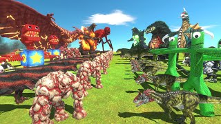 Green Monster War - Green Kaiju Team VS Red Kaiju Team - Animal Revolt Battle Simulator