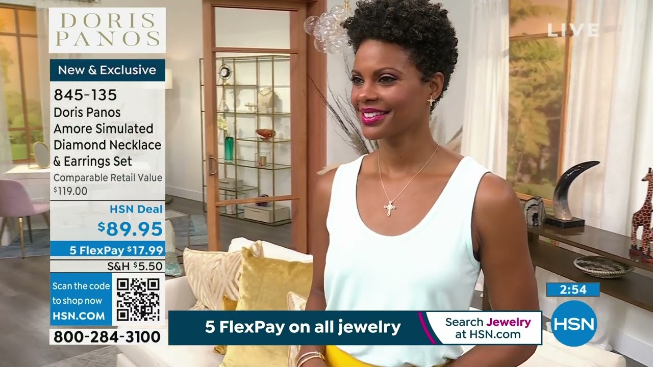 Doris Panos Amore Simulated Diamond Cross Necklace   Stu...